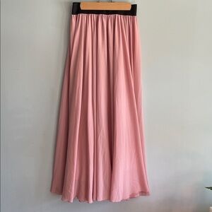 Soft Pink Maxi Skirt with Black Elastic Waistband